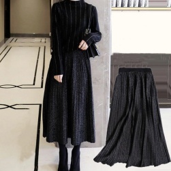 韓国風ファッション フェミニン エレガント Aライン ロング スカート