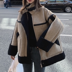 韓国風ファッション 配色 切り替え 大きめのサイズ感 体型をカバー 防寒 ジャケット