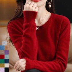 最安値挑戦 フェミニン 無地 上品見え シンプル 全13色 アンプルライン ニット セーター