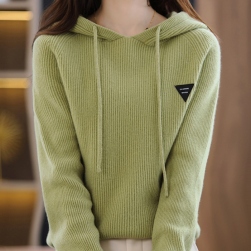 絶対可愛い 幾何模様 気分転換 防寒 フード付き ニット セーター