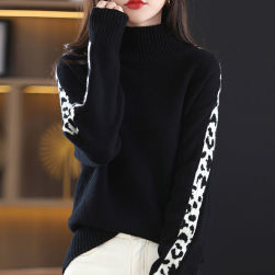 韓国風ファッション プリント 無地 合わせやすい 気質 ハイネック セーター