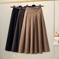 絶対欲しい 3色展開 シンプル ハイウエスト Aライン しっかり素材 大人かわいい ギャザー スカート