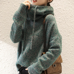 韓国風ファッション カジュアル プルオーバー フード付き ニット セーター