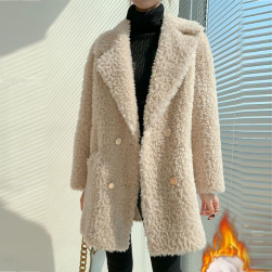 大流行新作 ファッション 折り襟 冬物 ラムウール 防寒 軽い着ごこち エレガント コート
