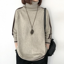 優しい雰囲気 レトロ ハイネック カジュアル シンプル ファッション ニットセーター