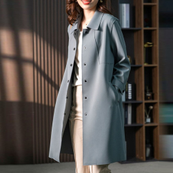 雑誌に掲載された シンプル 全4色 折り襟 着痩せ効果 シングルブレスト コート