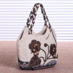 個性的なデザイン エスニックスタイル 花 刺繍 ファスナー レトロ シカクイバッグ ハンドバッグ