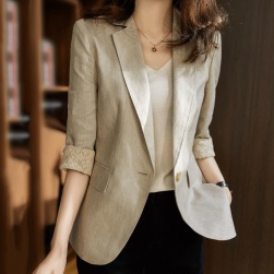魅力的!韓国系 シングルブレスト 無地 ファッション 通勤/OL 七分袖 スーツ