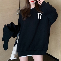 韓国風ファッション シンプル 長袖 アルファベット 体型をカバー 大きめのサイズ感 スウェット