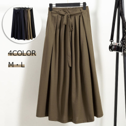 全4色 リネン シンプル ファッション ボウタイ フェミニン 大人かわいい 森ガール Aラインスカート