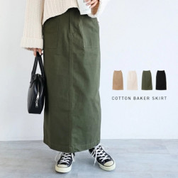 質感のいい 4色展開 シンプル きれいIライン スリット 無地 ぴったりしたサイズ感 ストレートスカート