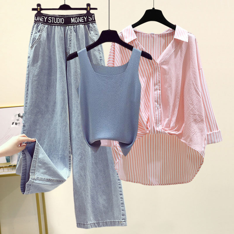ブルー/キャミソール+ピンク/シャツ+パンツ