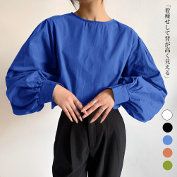 韓国風ファッション 全5色 ランタンスリーブ おしゃれ度アップ 肌触りよい シャツ