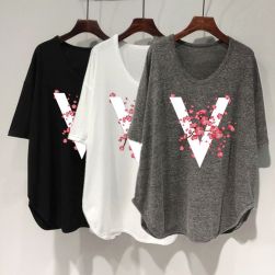 着回し力抜群 アルファベット 大きいサイズ レディース 半袖 ゆったり Uネック Tシャツ