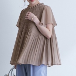 韓国風ファッション シンプル レディース ギャザー 無地 プルオーバー 半袖シフォン シャツ・ブラウス