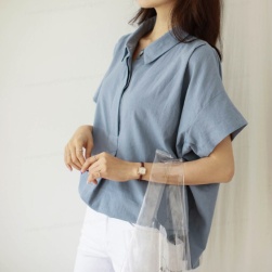 韓国風ファッション無地poloネック３色入り着痩せ着やすい半袖シャツ