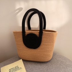 超人気 絶対流行 オープン 草編み 配色 カジュアル シンプル バッグ