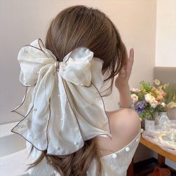 韓国風ファッション 高級感 キュート スウィート プリンセス ビーズ リボン 可愛いデザイン バレッタ