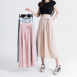 韓国風ファッション 定番 ハイウエスト ボウタイ Aライン スカート