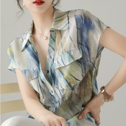 韓国風ファッション キレカジ プリント シンプル 半袖 シャツ