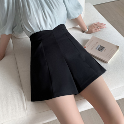 韓国風ファッション シンプル コンシールファスナー ハイウエスト 無地 ショートパンツ