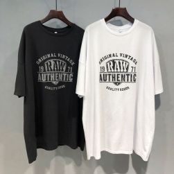 目を奪われる カジュアル アルファベット ラウンドネック 体型をカバー Tシャツ