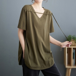 個性的なデザイン シンプル 無地 大きめのサイズ感 プルオーバー ランダムティアード Tシャツ