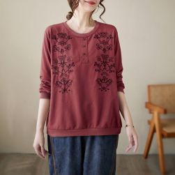 人気を獲得♡ シンプル 無地 柔軟加工 ラウンドネック 刺繍 レディース Tシャツ