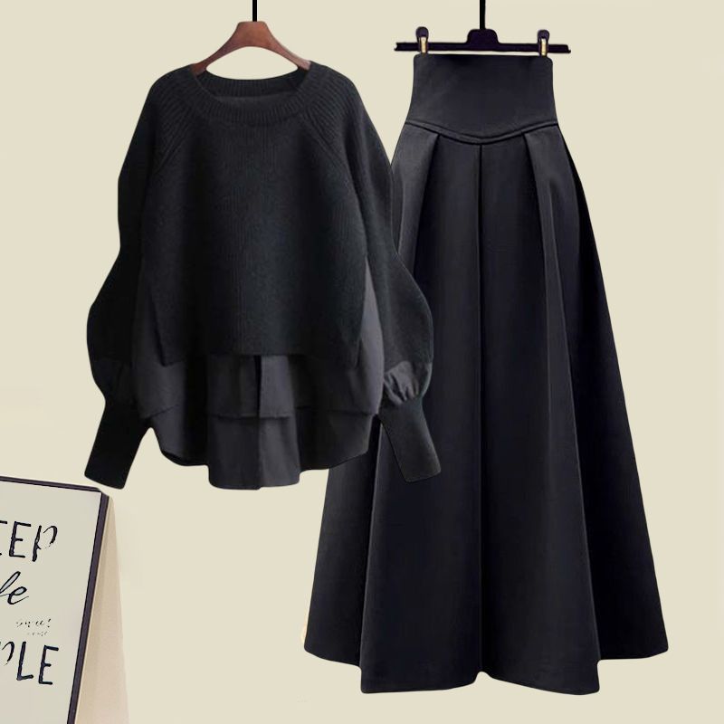 ブラックセーター＋ブラックスカート/セット