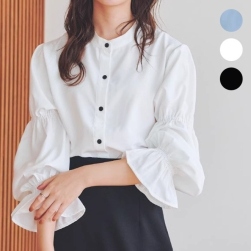 オシャレ女子 快適な肌触り 韓国風 ファッション 無地 シンプル 着回しコーデ カジュアル シャツ ブラウス