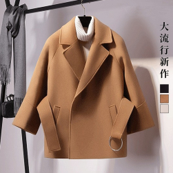 韓国の人気爆発 スタイリッシュ 無地 折り襟 女性らしい 綺麗め 魅力的 ショート丈 コート