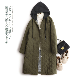 流行の予感 大きめのサイズ感 カジュアル フード付き シングルブレスト長袖 ロング 中綿コート