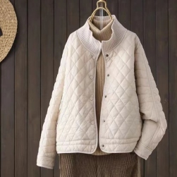 人気を獲得 多色展開 無地 防寒 暖かい ゆったり 体型カバー 切り替え スタンドネック 中綿コート