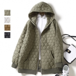 冷え対策 大人っぽさを演出し シンプル 無地 フード付き アウター 防寒 レディース中綿コート