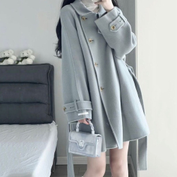韓国風ファッション シンプル 折り襟 ランダムティアード コート