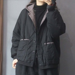 防寒 カジュアル ファッション レトロ シングルブレスト フード付き 長袖 無地 20~40代 ダウンコート