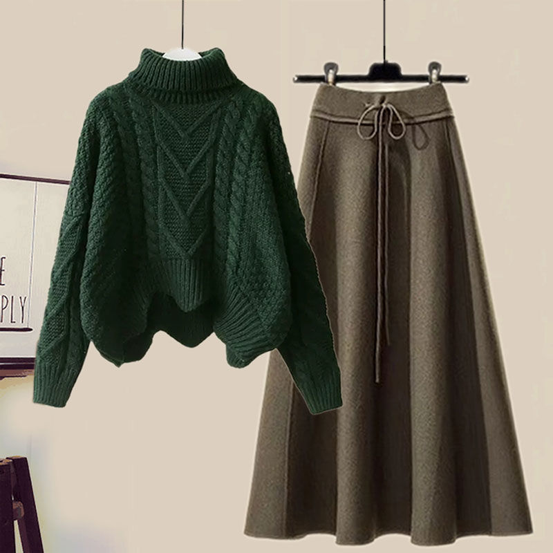 グリーンセーター＋グリーンスカート