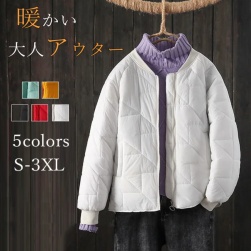 【5カラー】 軽い感じ 無地 スタンドネック ジッパー レディース カジュアル 暖かい 中綿 コート
