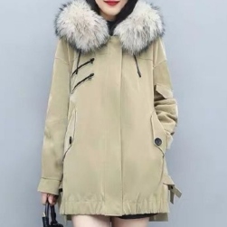 3色展開 ファッション 韓国系 カジュアル フード付き ジッパー 秋冬 コート