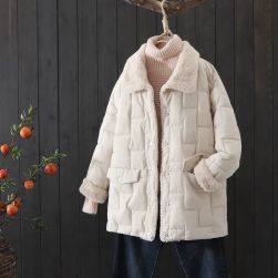 ファッション感満々 シンプル 切り替え ジッパー 折り襟 大きめのサイズ感 防寒 秋冬 ダウンコート