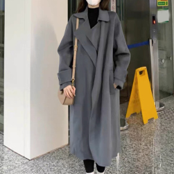 韓国風ファッション 絶対欲しい レディース 秋冬 無地 シングルブレスト 長袖 韓国系 コート