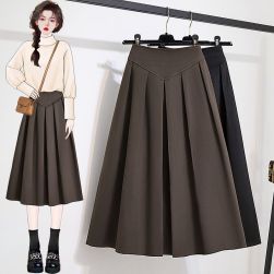韓国風ファッション カジュアル ギャザー ハイウエスト 体型をカバー スカート