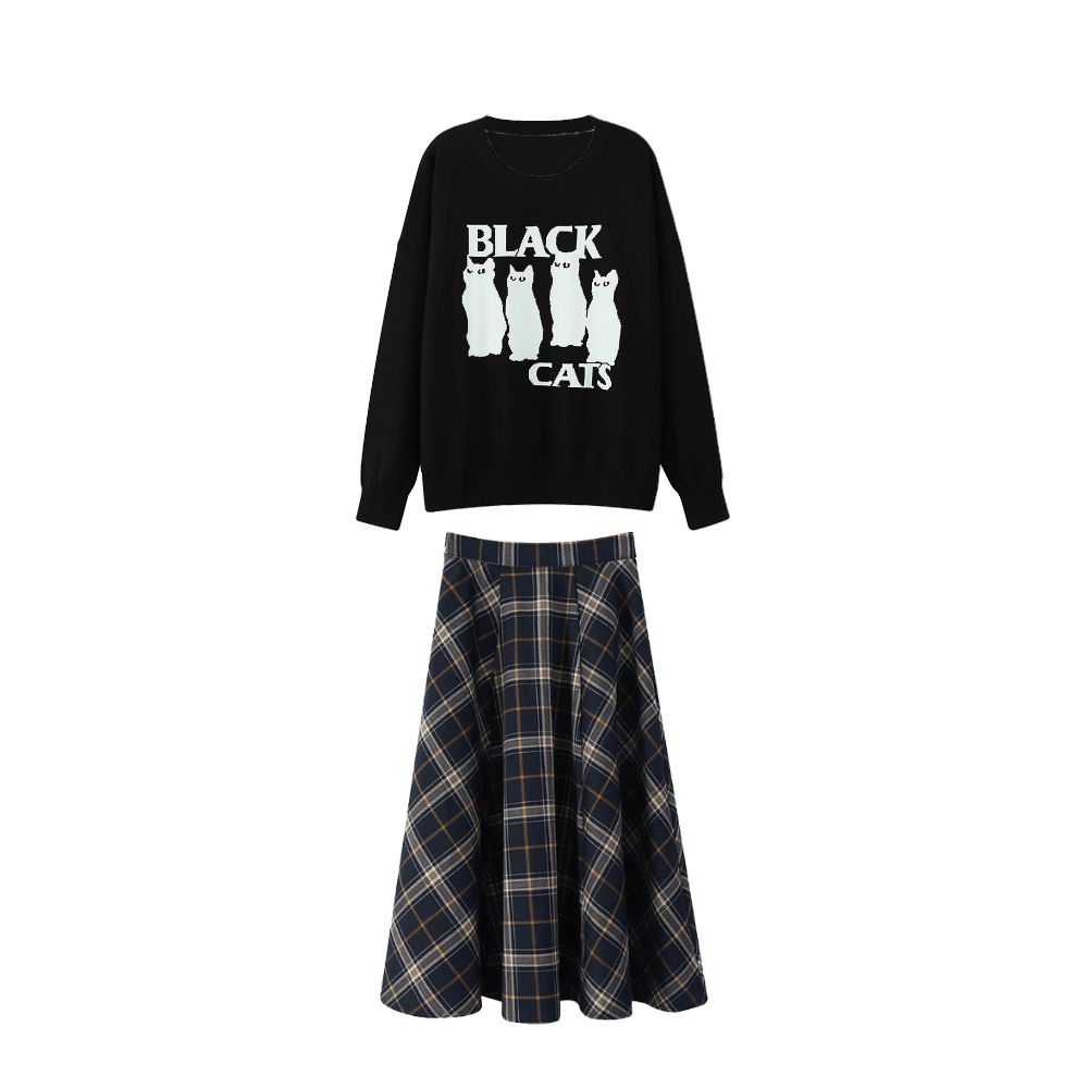 ブラック/パーカー+スカート