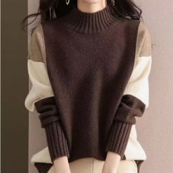 NO.1人気 ファッション カジュアル 配色 切り替え 華やかさをプラス 秋冬 セーター