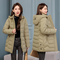 継続的な更新 ファッション清新防寒フード付き秋冬中長大きめのサイズ感ゆったりダウンコート