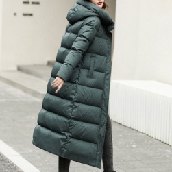 大人の定番 アウター ファッション ジッパー フード付き 無地 ロング 中綿コート