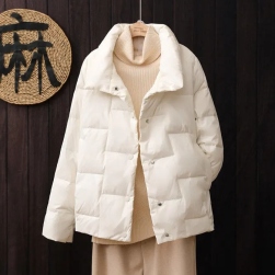 流行の予感 シンプルカジュアル大きめのサイズ感シングルブレスト秋冬防寒ゆったり中綿コート