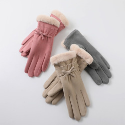 レディース 冬 ふわふわと毛皮で覆われた 厚手 暖かい 手袋