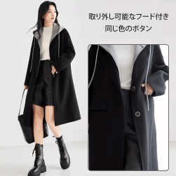 韓国スタイル 偽ツールーズ ミッドレング スプライス フード付き 暖かい 快適な生地 コート