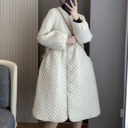 韓国風ファッション 暖かい きれいめ系 ラウンドネック シングルブレスト 切り替え コート